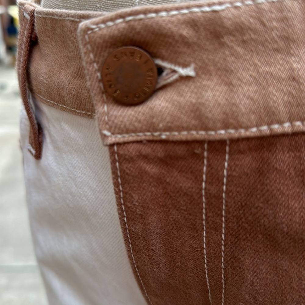 Alice + Olivia | Brown White Patchwork Gaucho Pan… - image 8